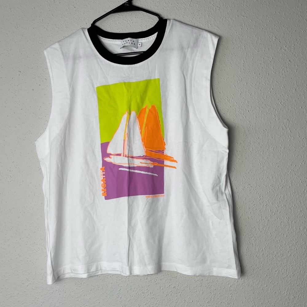 Tanya‎ Taylor White Tee Size Medium